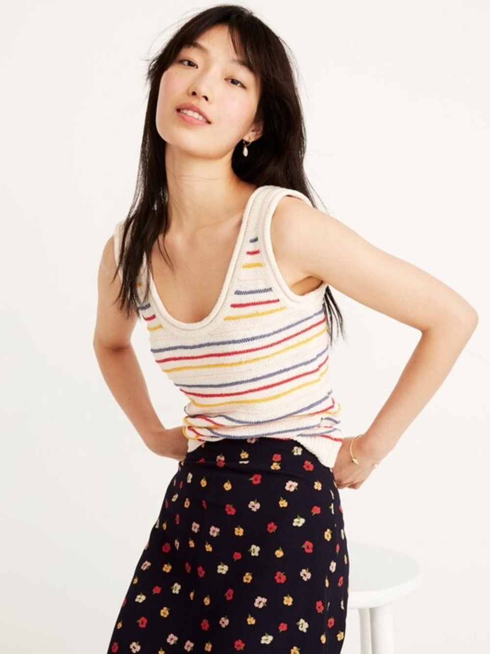 Madewell Scoop Sweater Tank in Allgood Stripe